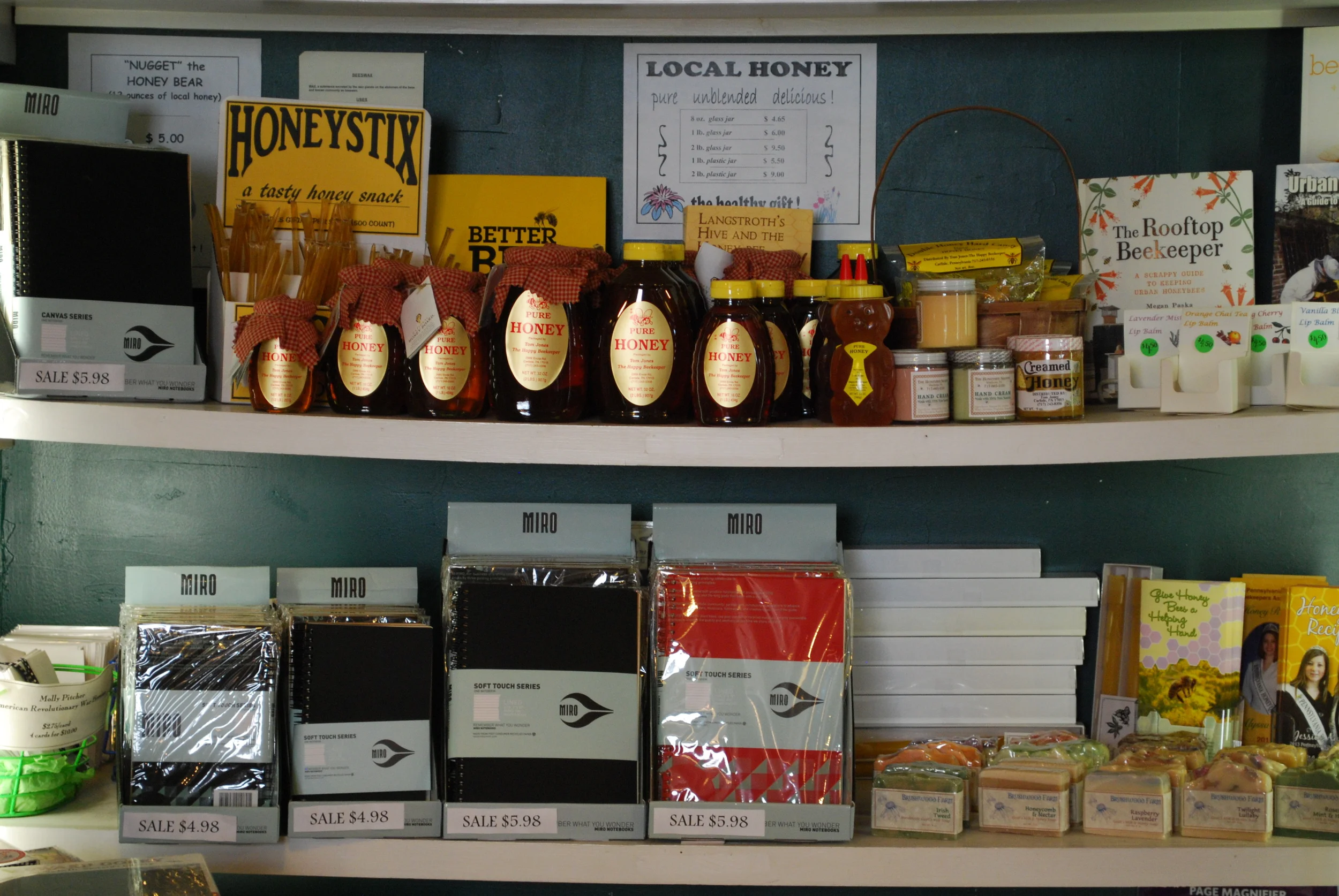 honey products and sale notebooks