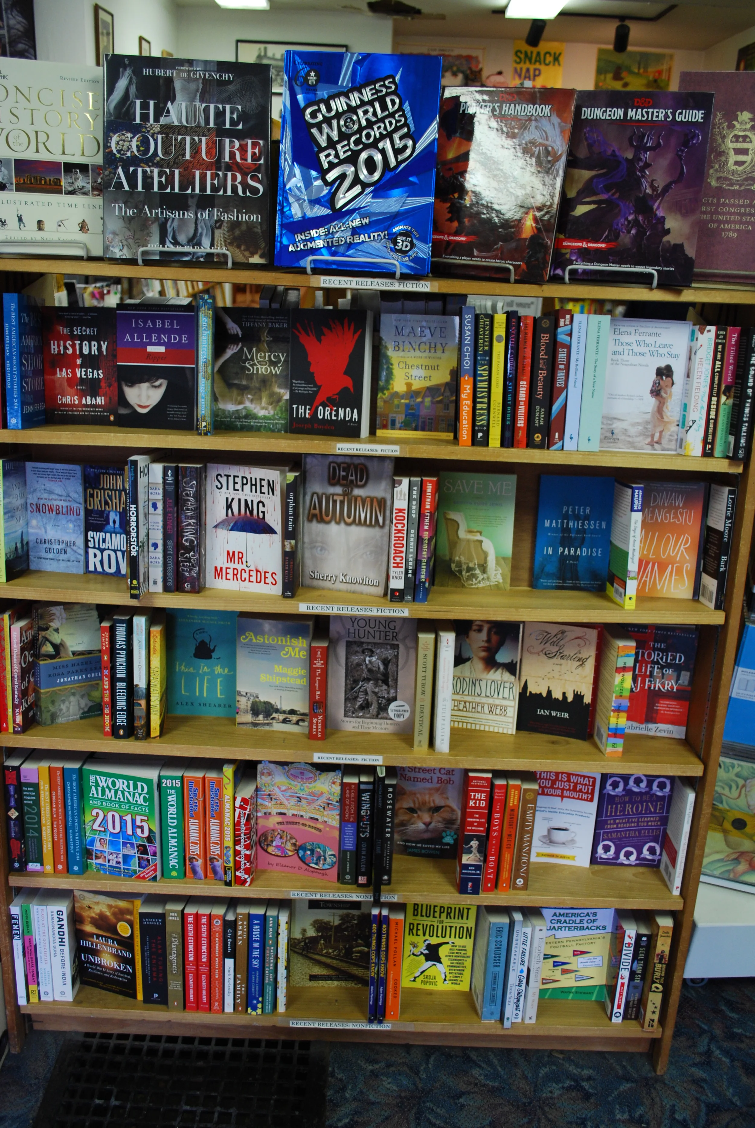 recent releases:  fiction and nonfiction