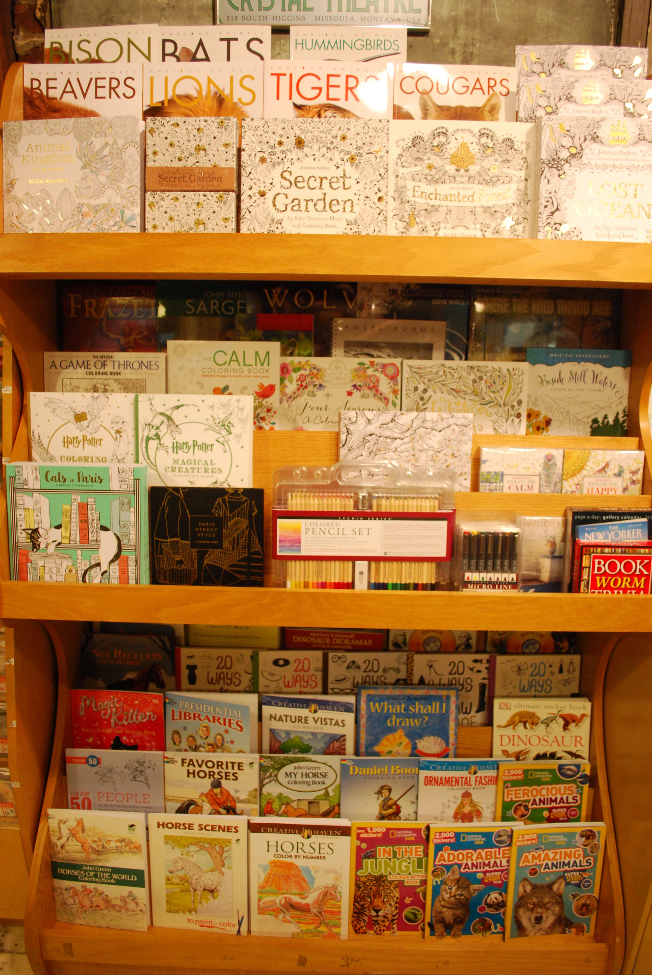 A new display for coloring books and supples