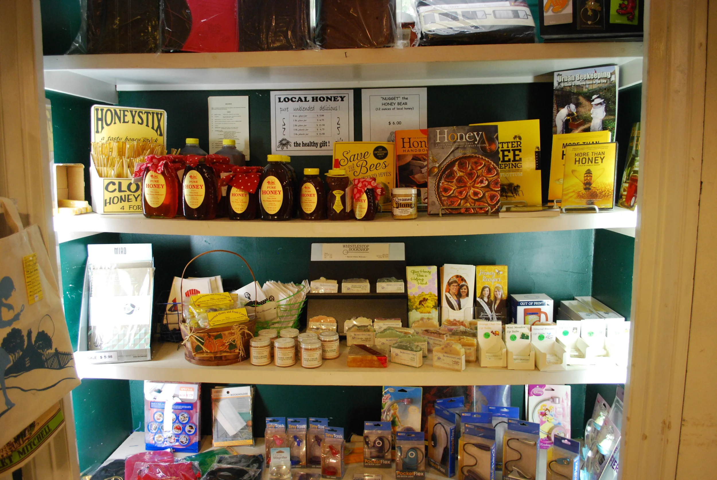 Year-round display of local honey and honey products
