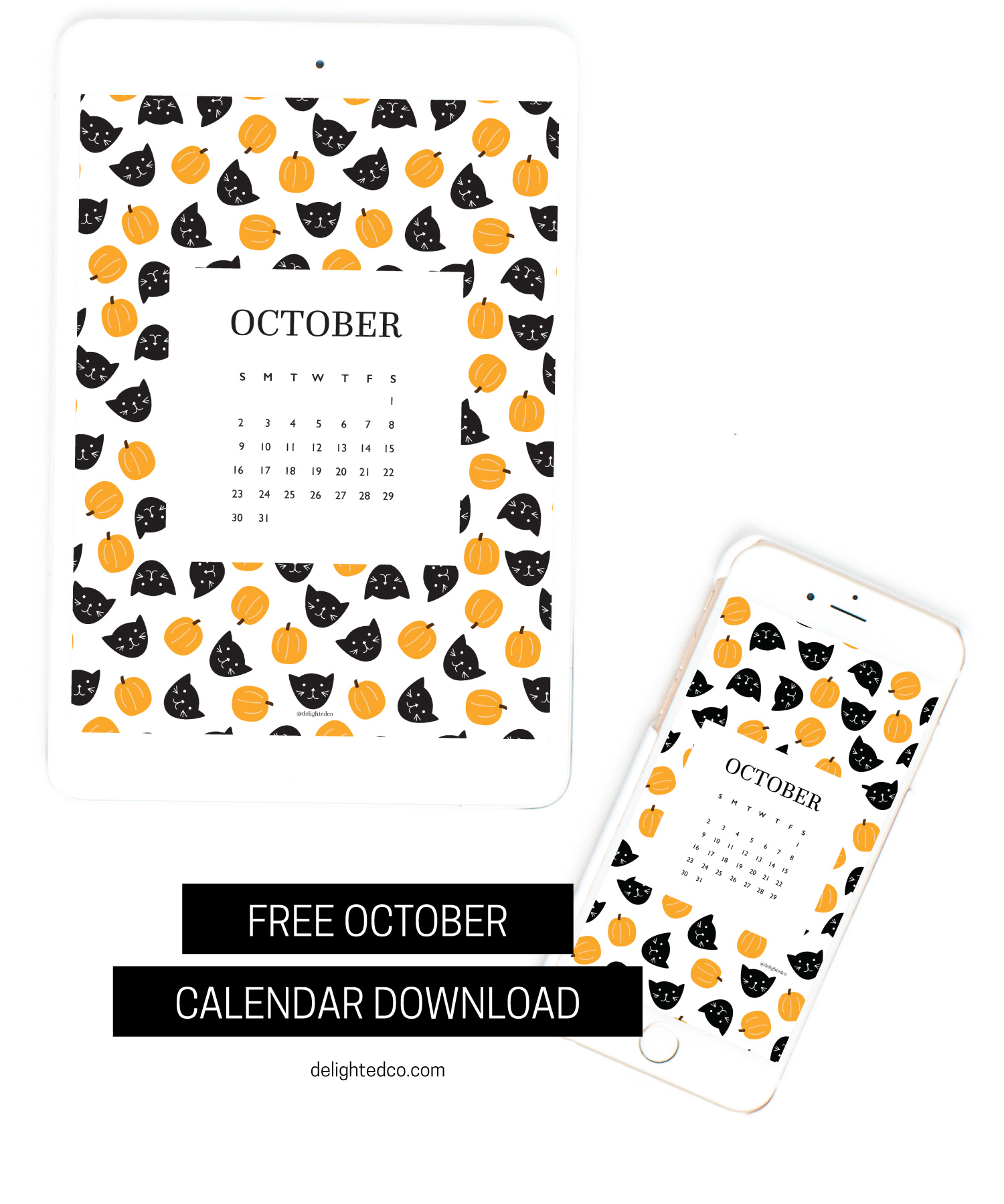 Free Download: October Tech Calendar — Amanda Gomes Art + Design