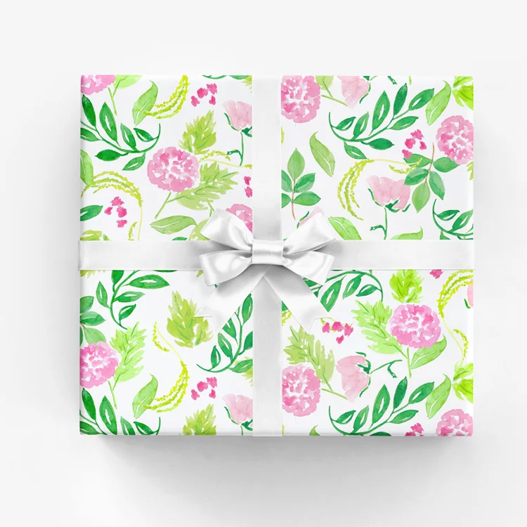 Every Day Floral Gift Wrap in Pink. Designed by Amanda Gomes using original watercolor sketches. • amandagomes.com