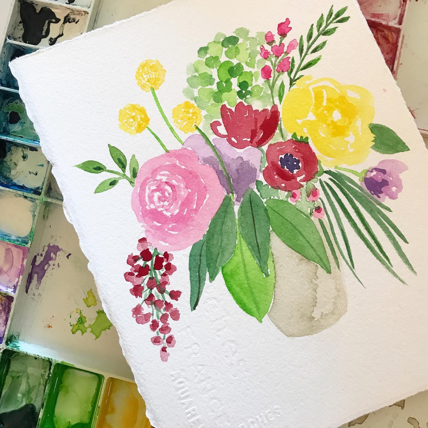 Watercolor florals. It&rsquo;s been a while and feels great to paint again. 🎨 #amandagomesflorals #watercolorflorals
