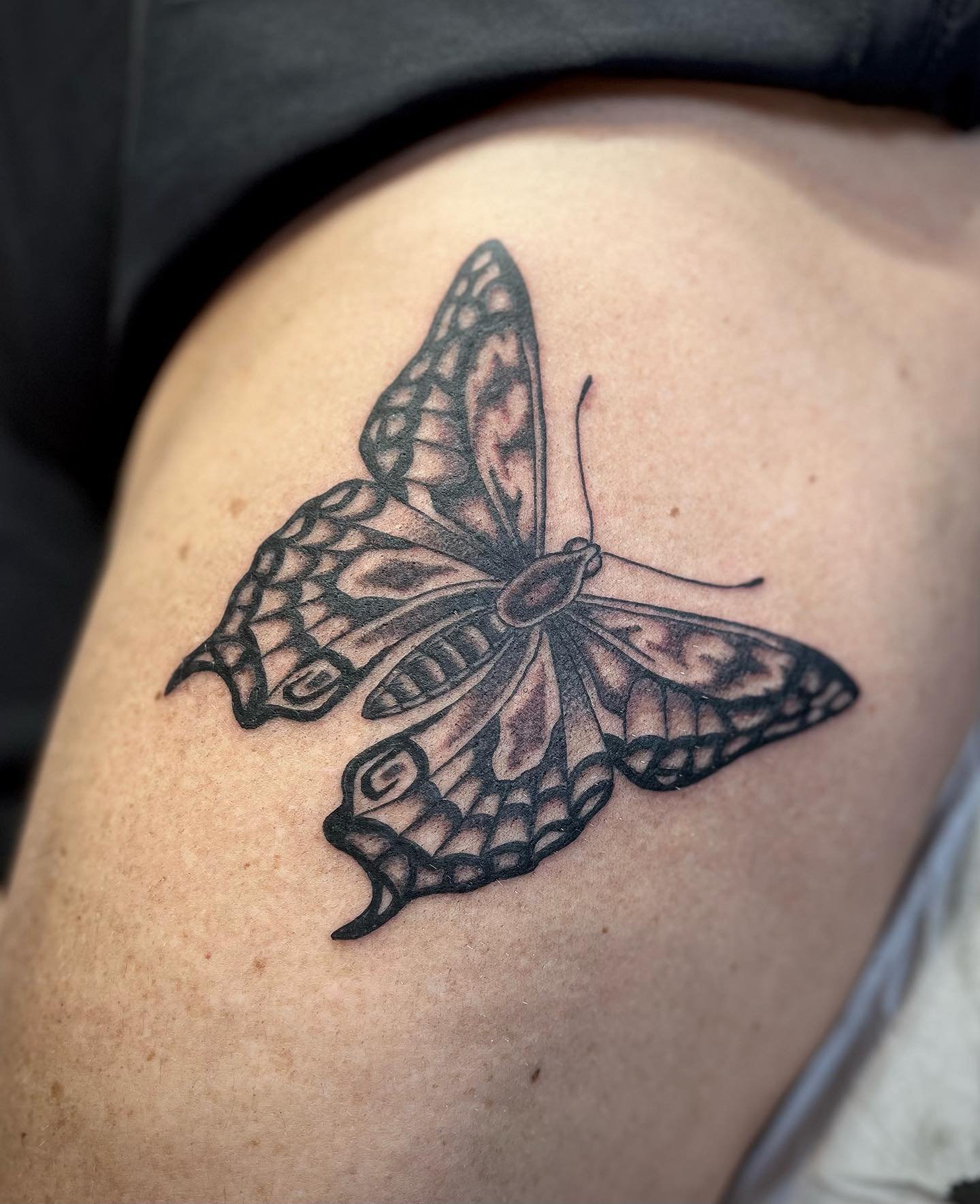 Butterfly for Josephine this week . Thanks again 🙏🏻 for enquiries DM or email rocksteadytattoouk@gmail.com