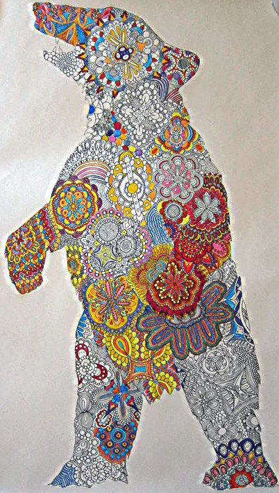  2011 Sakura pen and color pencil on paper 38 x 20 inches 