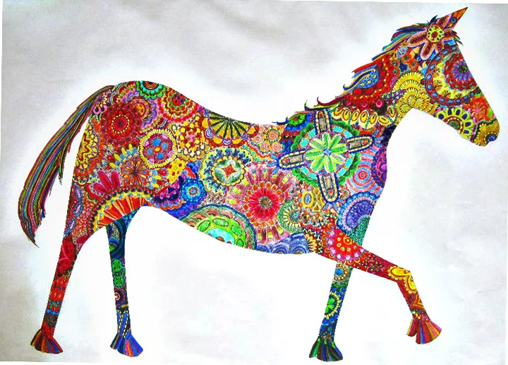  2011 Sakura pen and color pencil on paper 28 x 44 inches 