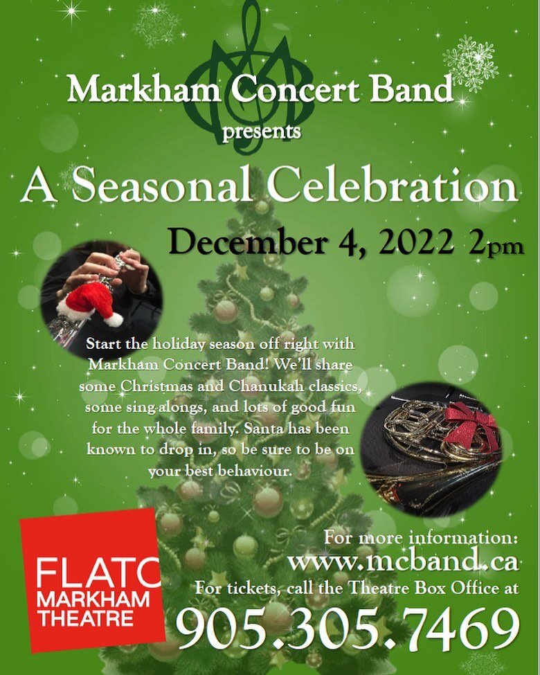 I am very excited to be back joining the @markham_cb to sing a few songs for their upcoming holiday concert next weekend on Sunday, December 4th at 2pm at the Flato Markham Theater!

I know this post is going out pretty close to concert time, but if 