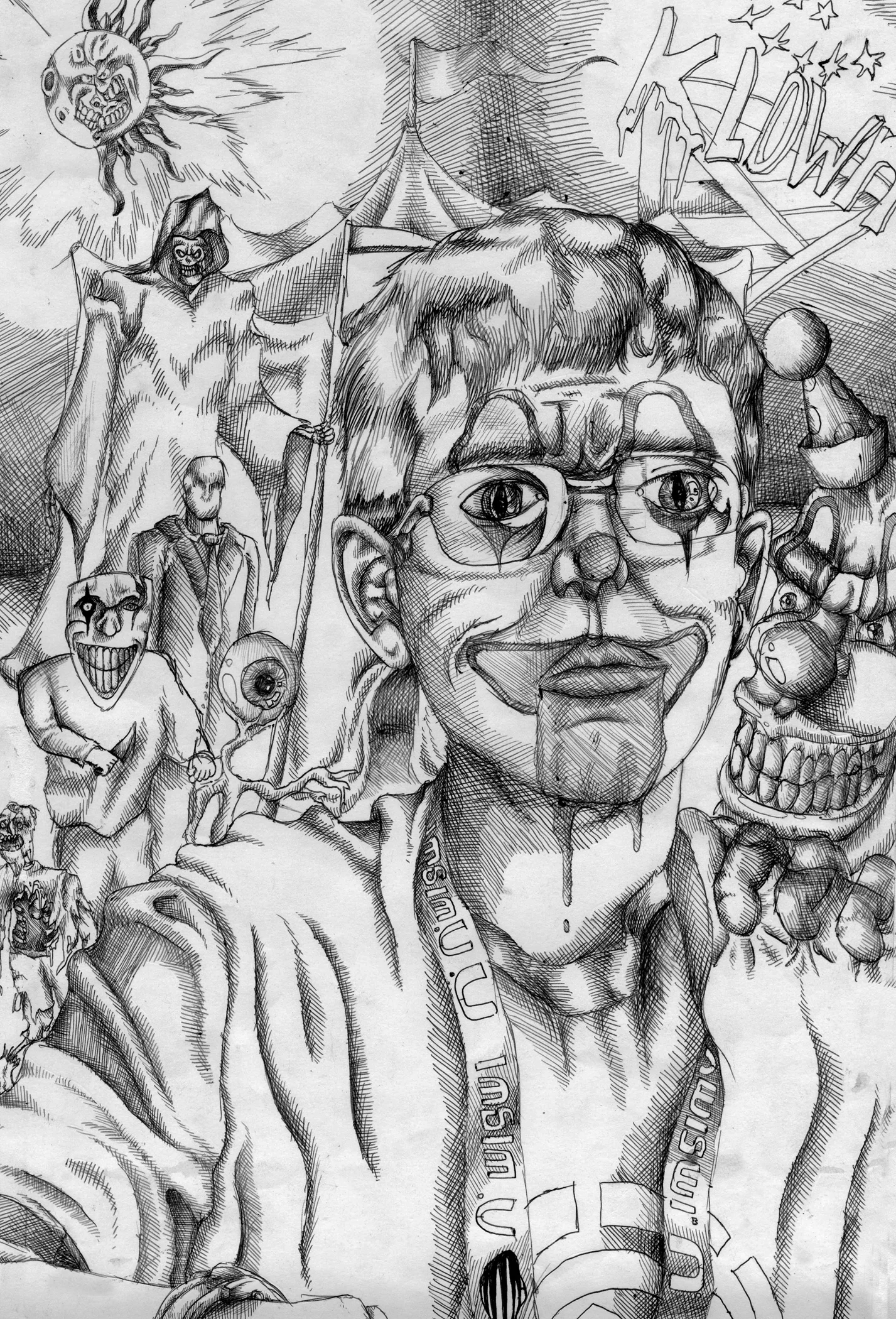 7th grade self portrait in ink