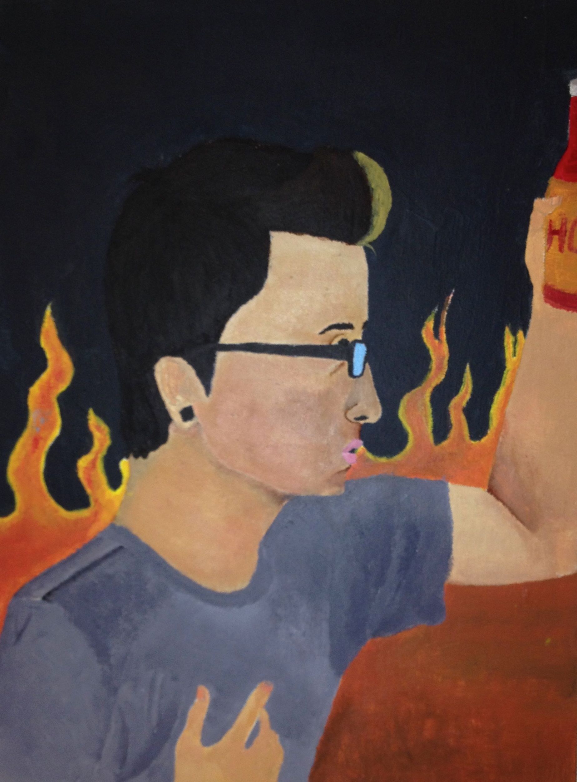 8th Grade Acrylic Self-Portrait
