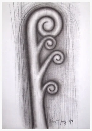 'Koru in Charcoal'  Charcoal on Paper