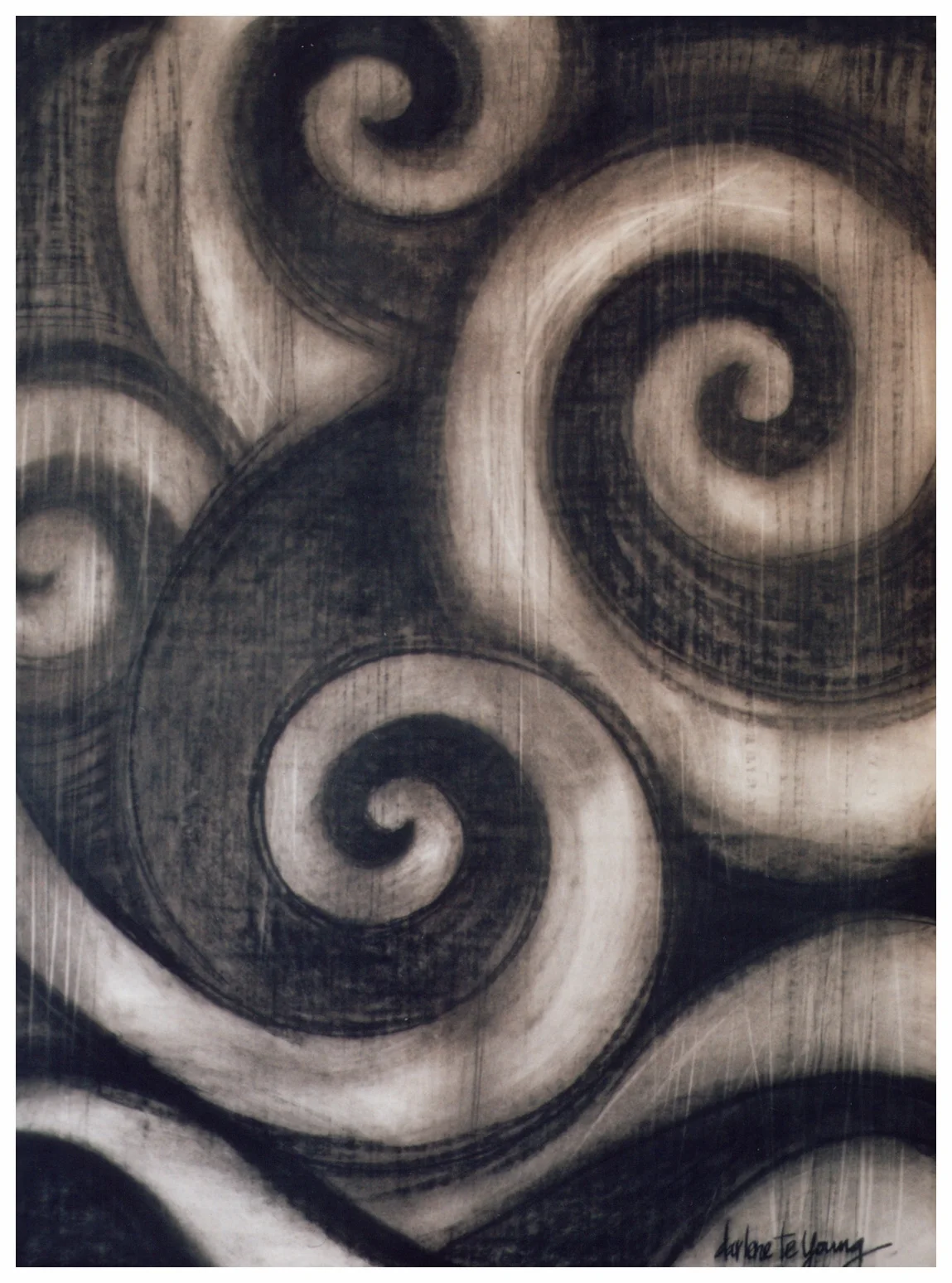 'Large Ocean in Charcoal'  Charcoal on Paper