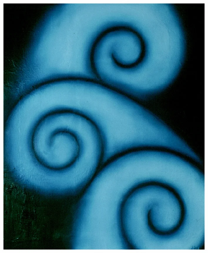 'Three Koru in Blue'  Oil on Canvas