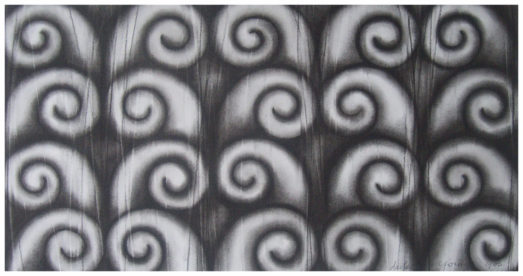 'Tasman meets Pacific'  Charcoal on Paper