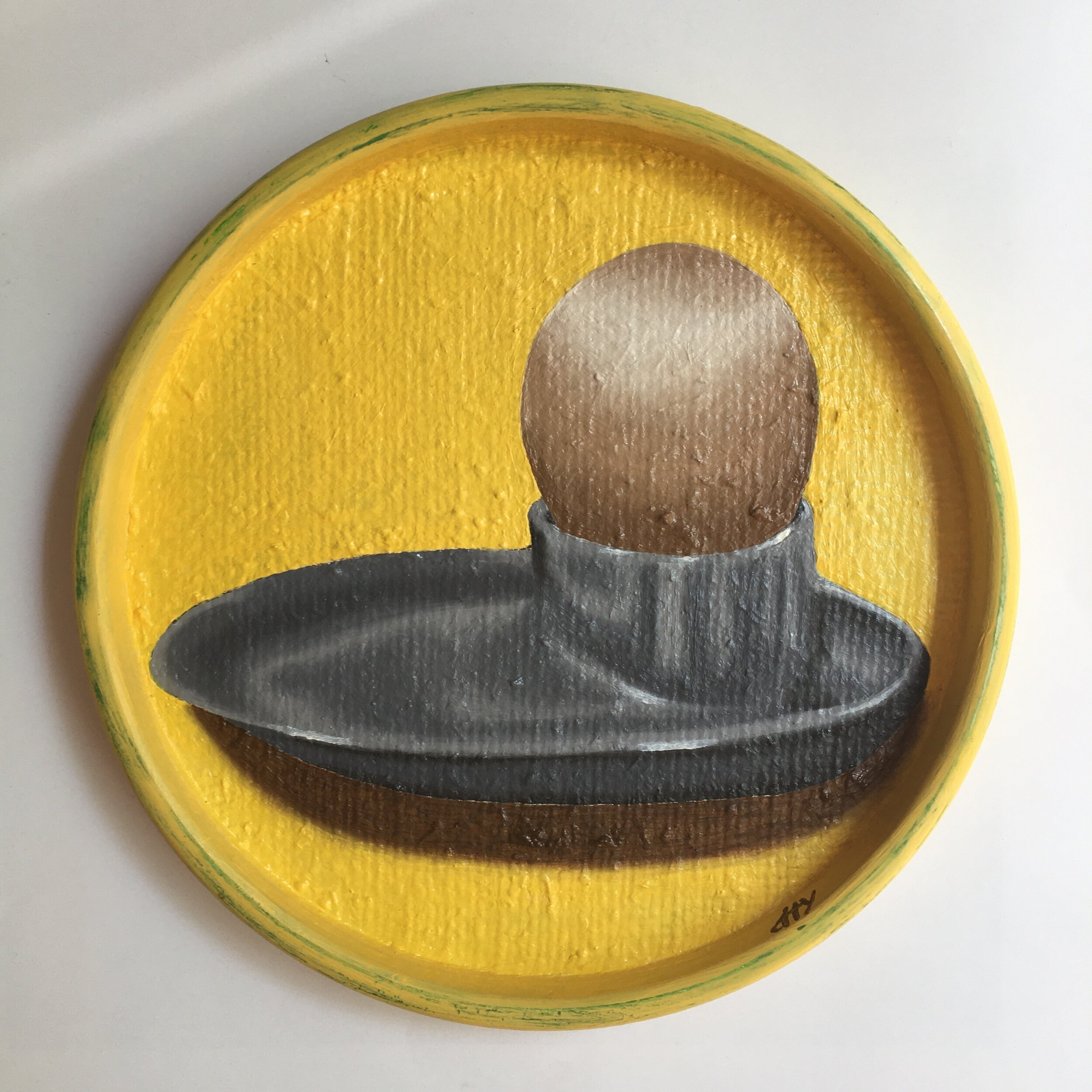 'Kitchen Cupboard Series 2 - Zealite' Oil on Hessian & Board 190mm Diameter NA