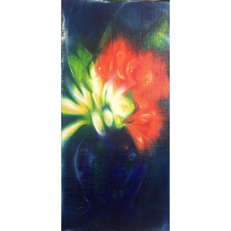 'Clivia' Oil on Hessian & Board 590 x 290mm
