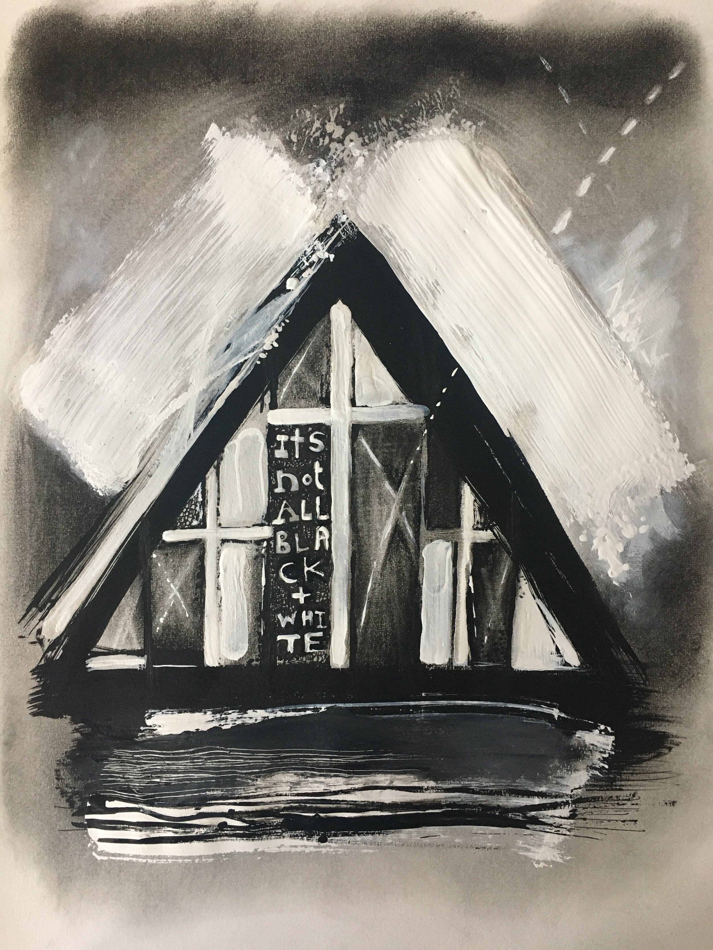 'WBC' Ink, Charcoal and Acrylic on Paper NA