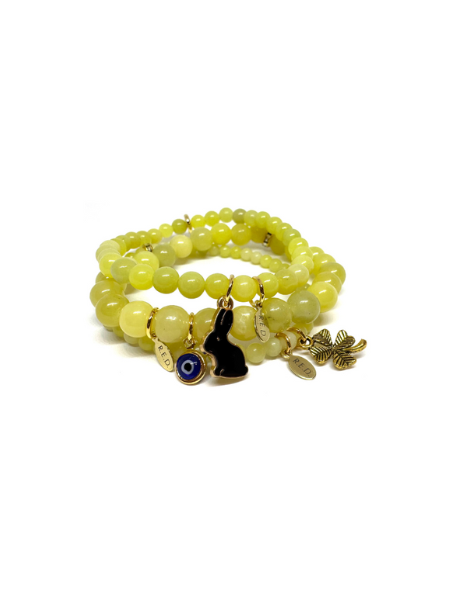 LUCKY CHARM STACKERS :: LEMON JADE & GOLD