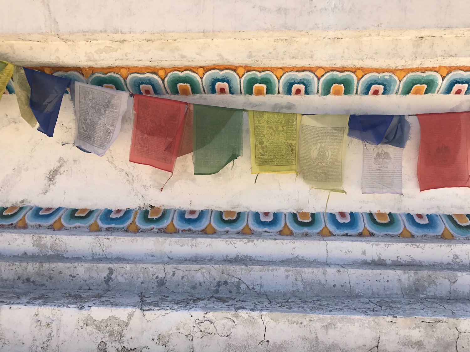 Colorful flags in Nepal Village