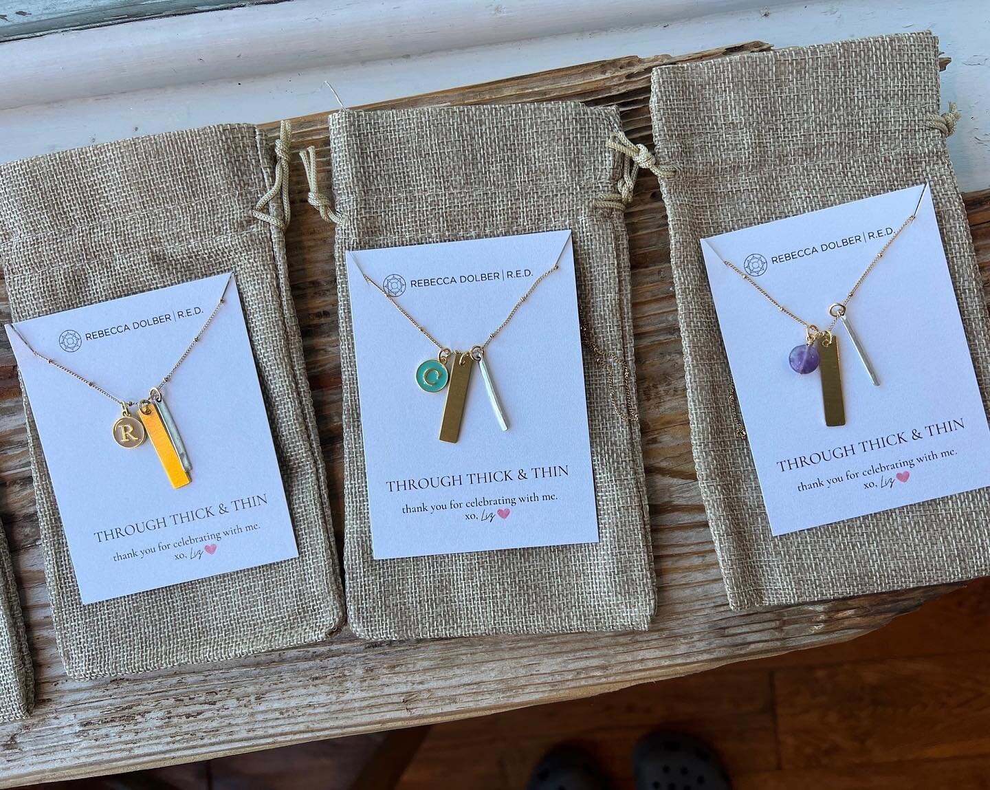 Custom &ldquo;Through Thick &amp; Thin&rdquo; necklaces for friends coming together to celebrate a 50th!! The loveliest project for the most deserving friend. 🫶🏾 Everyone please join me in wishing @liz.evergreen the happiest of birthdays!🎈💋