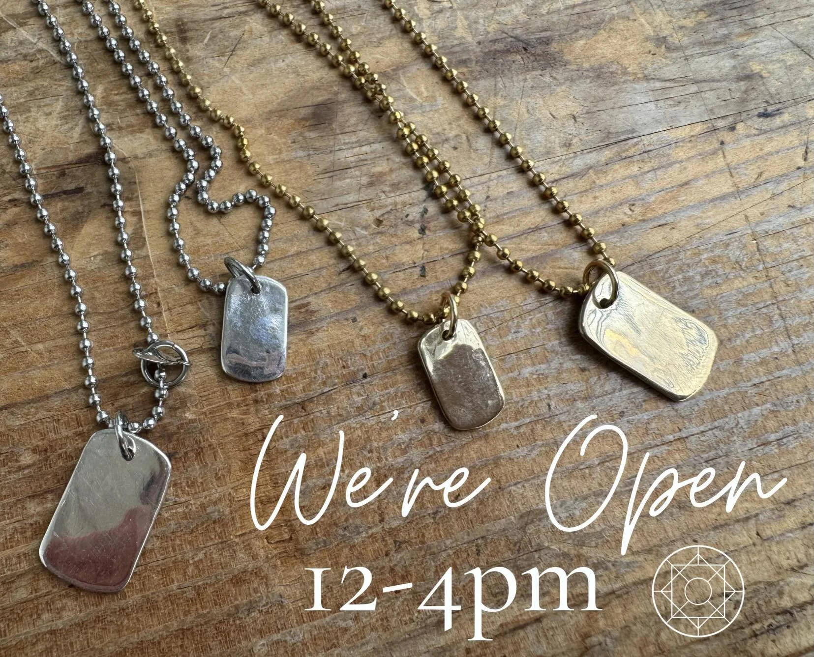 We&rsquo;re open for a few hours on this stunning Saturday afternoon. If you&rsquo;re thinking about Father&rsquo;s Day gifts, we have a fresh batch of hand forged solid sterling and brass tags that are perfect for stamping dates, names, special worl
