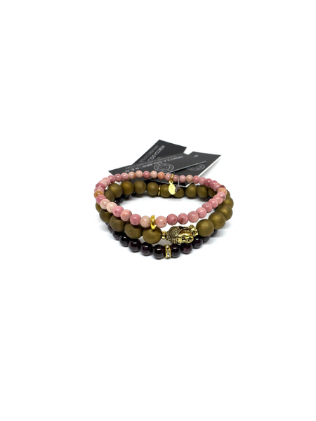 RHODOLITE, DRUZY QUARTZ AND GARNET STACKER SET