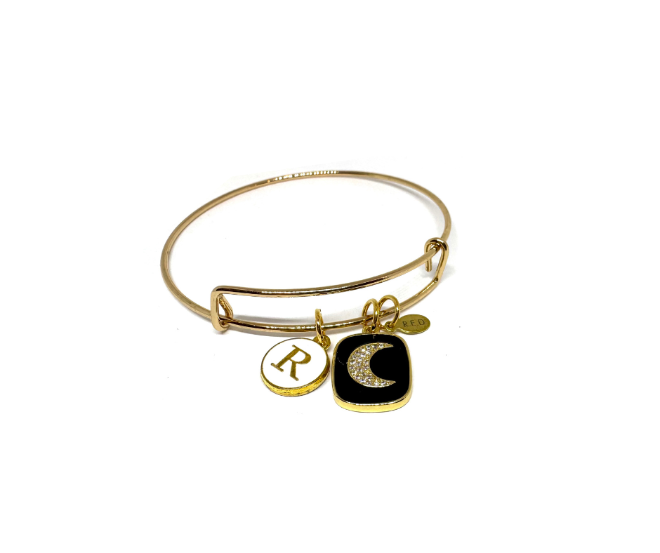 Gold Bangle with Black Enamel Pave Moon Charm.png