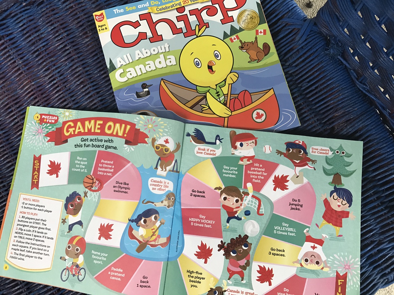 Illustration for the June 2017 Chirp (Owl Kids). The 'All About Canada' edition.