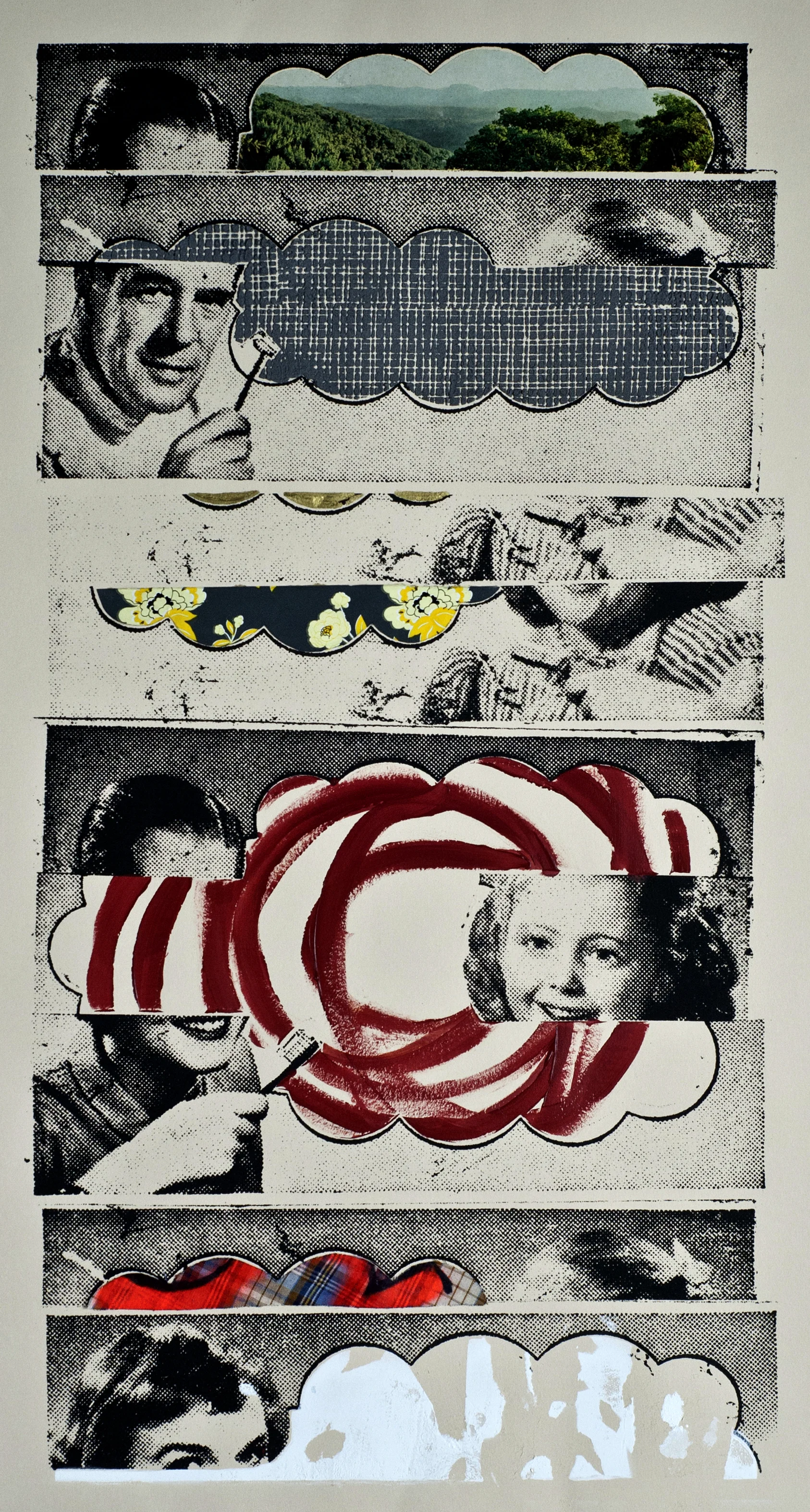 Advertised I 2013 Screen print, acrylic, spray paint, and collage on paper