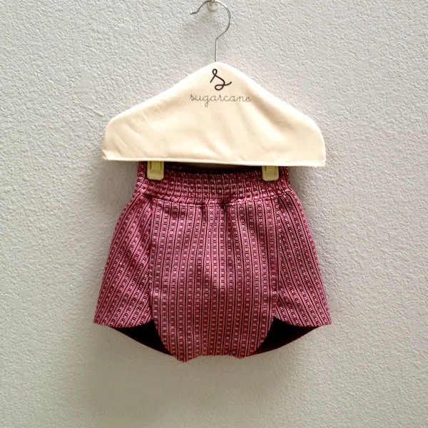 foldover shorts in red