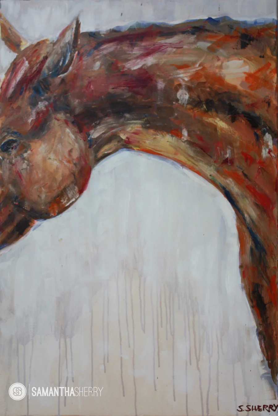 Horse Portrait/Painting Oil paint on Canvas © Samantha Sherry. May not be reproduced without express written permission from the artist.