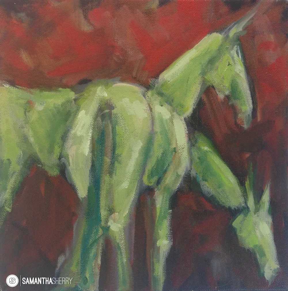 Horse Portrait/Painting Oil paint on Canvas © Samantha Sherry. May not be reproduced without express written permission from the artist.