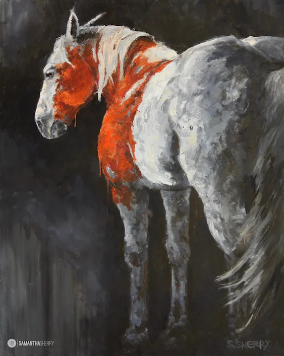 Horse Portrait/Painting Oil paint on Canvas © Samantha Sherry. May not be reproduced without express written permission from the artist.