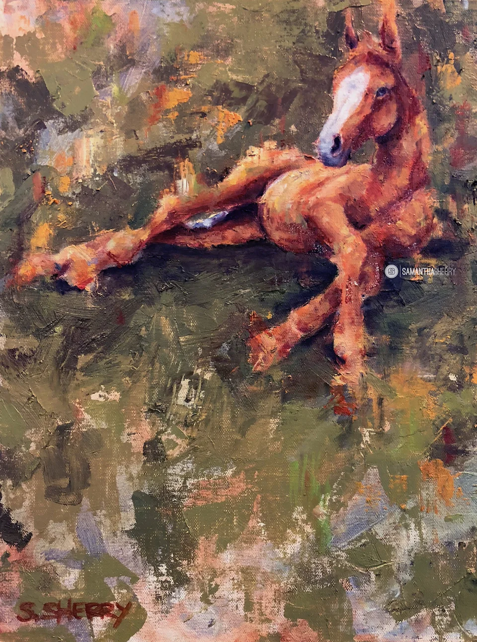 Tangerine Rising. Horse Portrait/Painting Oil on Linen Panel. © Samantha Sherry. May not be reproduced without express written permission from the artist.