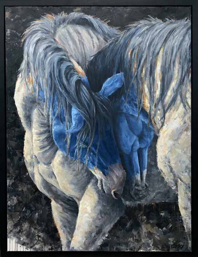 Connected - Horse Portrait/Painting Oil on Canvas. © Samantha Sherry. May not be reproduced without express written permission from the artist.