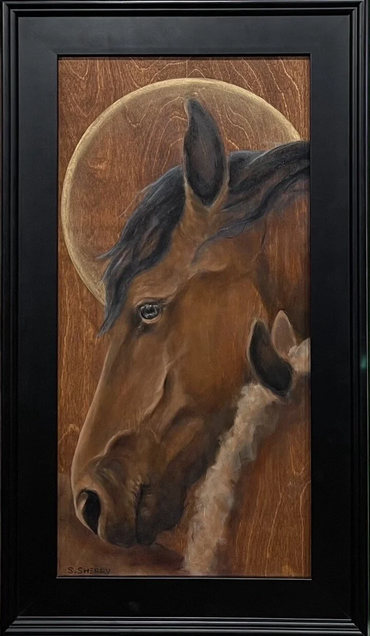 Horse Portrait/Painting Oil on Wood © Samantha Sherry. May not be reproduced without express written permission from the artist.
