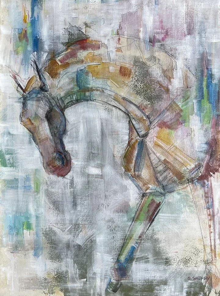 Horse Portrait/Painting Acrylic, gouache, watercolor, conte crayon on cotton paper. © Samantha Sherry. May not be reproduced without express written permission from the artist.