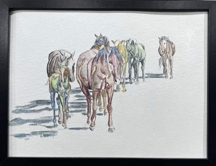 Horse Portrait/Painting Acrylic, gouache, watercolor, conte crayon on cotton paper. © Samantha Sherry. May not be reproduced without express written permission from the artist.