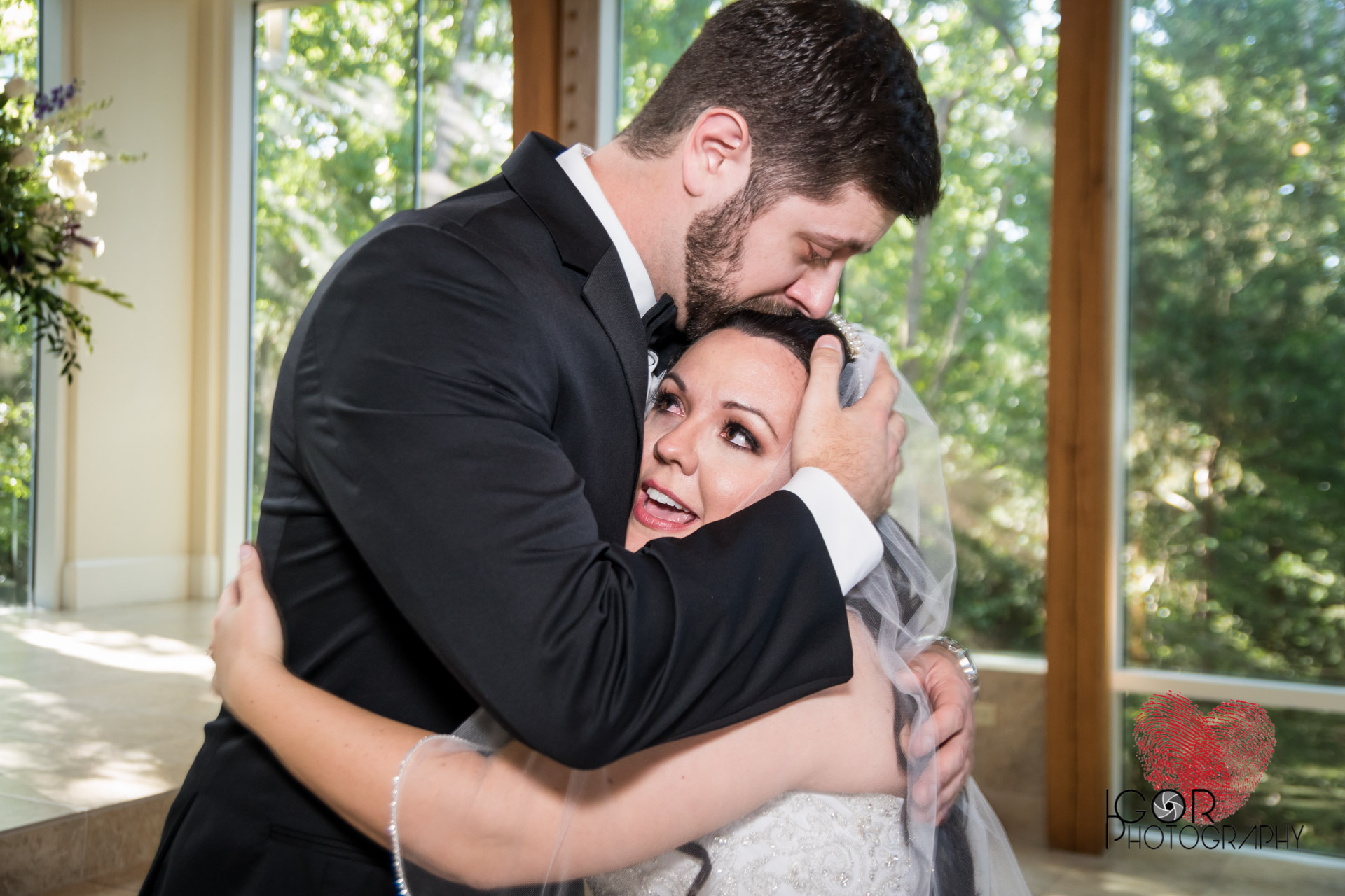 Wedding couple in tears