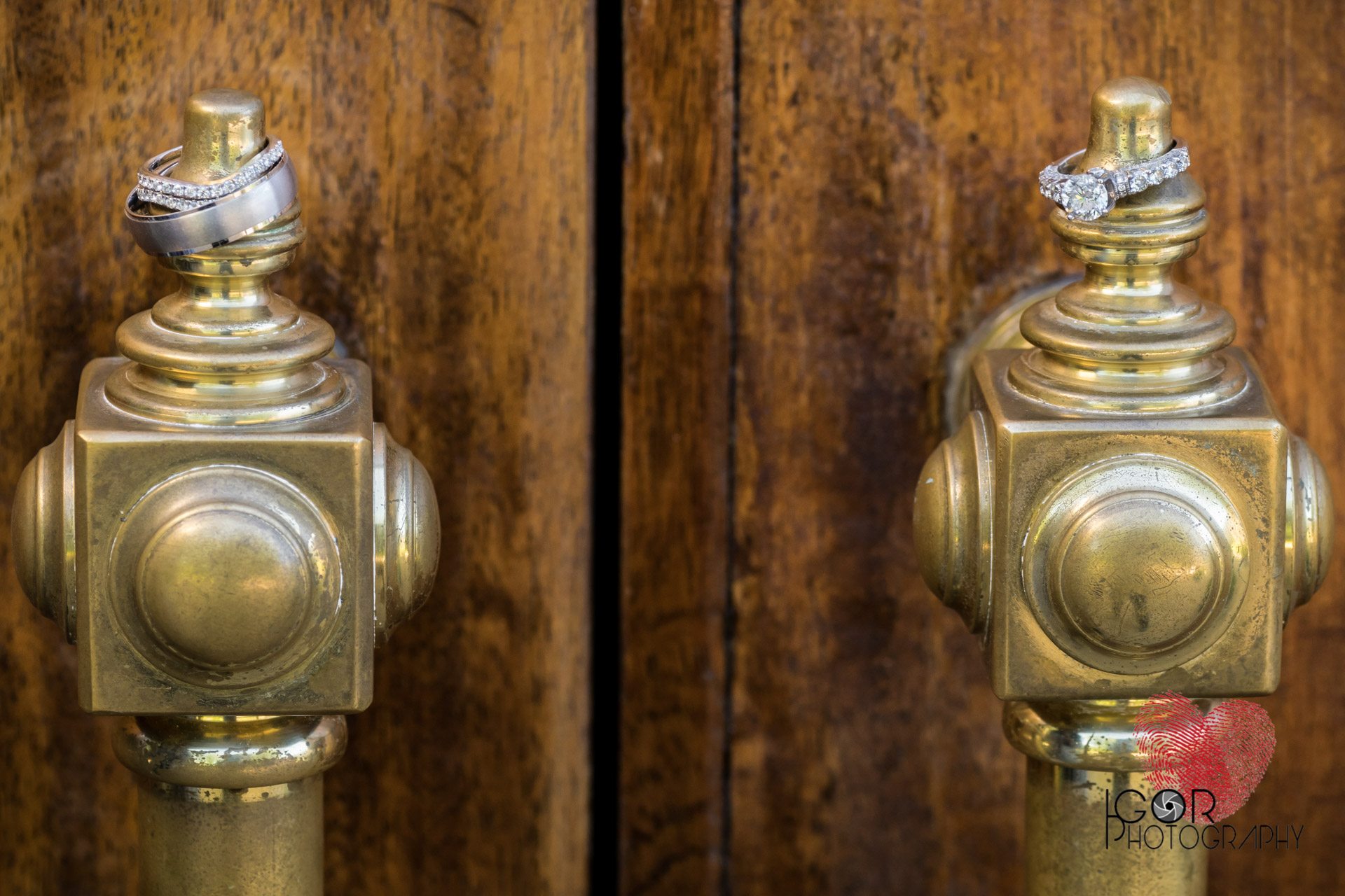 Wedding rings at the chapel door