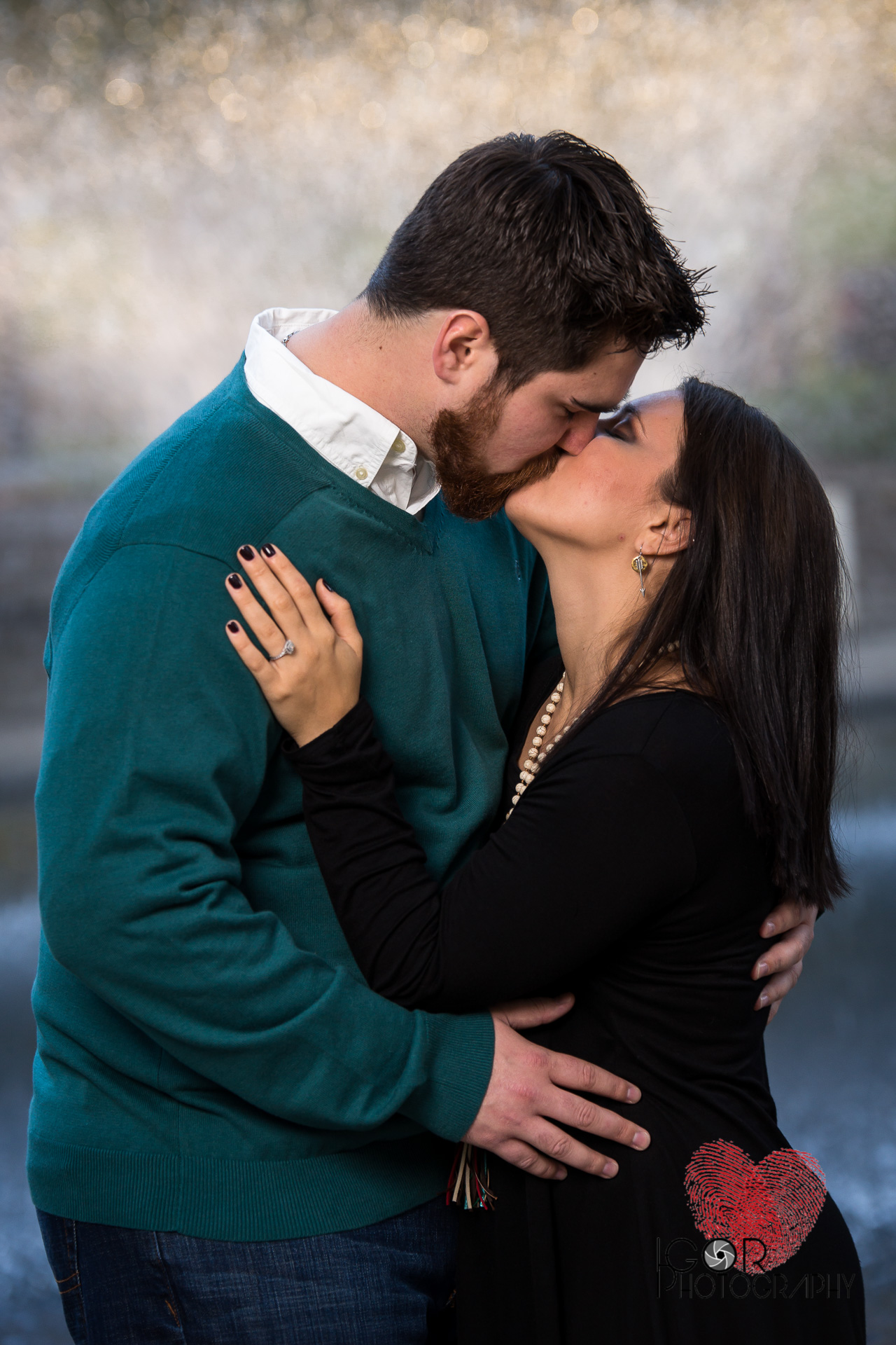 Engagement kiss photo