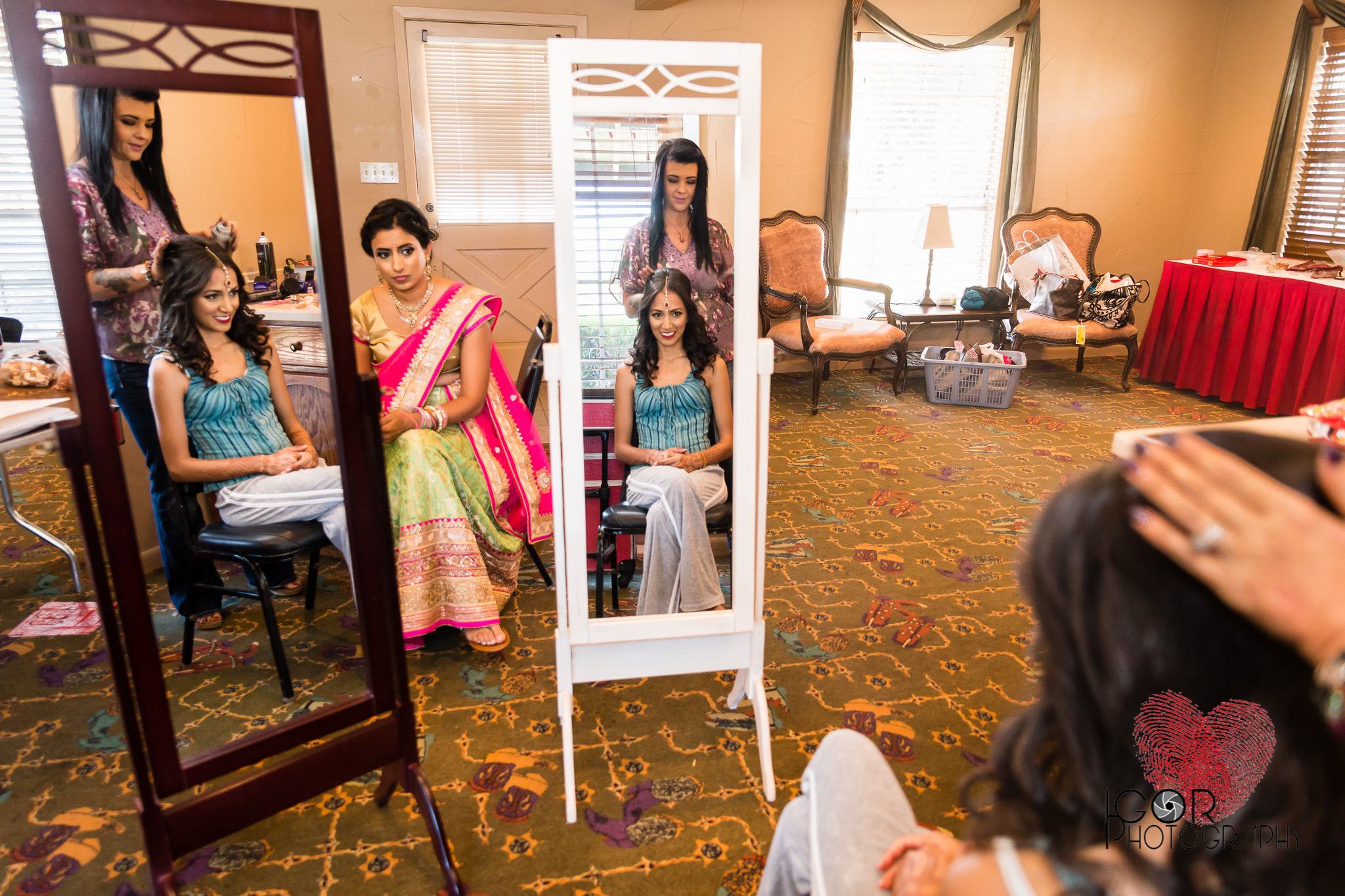 Indian bride getting ready