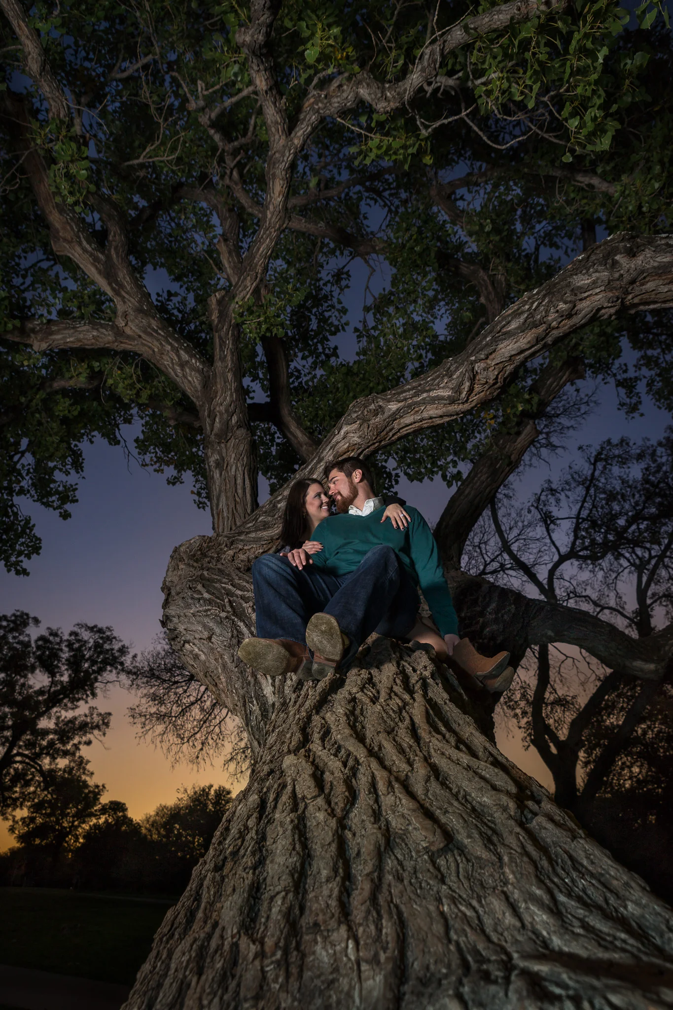 Night engagement photos
