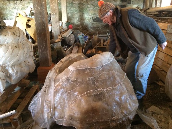 I spent the day with Brinsley Tyrrell at his studio where he showed me a number of salt blocks that he acquired from the Lake Erie mines.