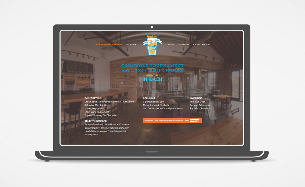 Branding+Website: InReach Cornhole Tournament