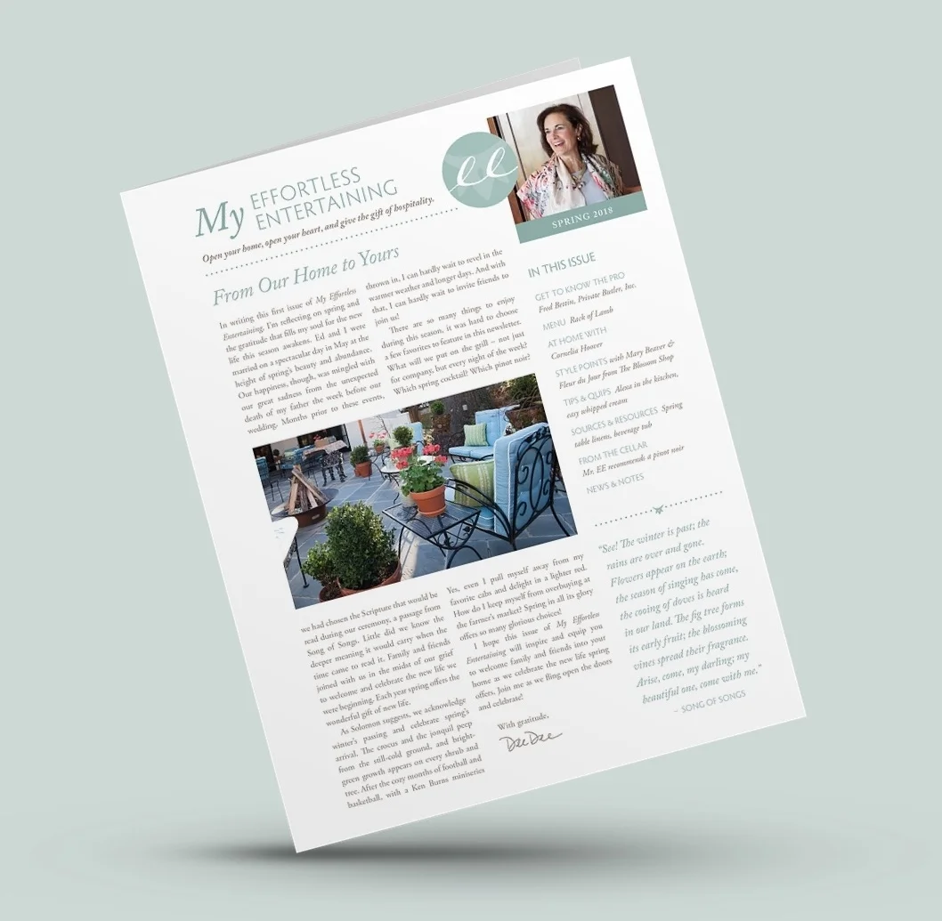 "My Effortless Entertaining" printed newsletter