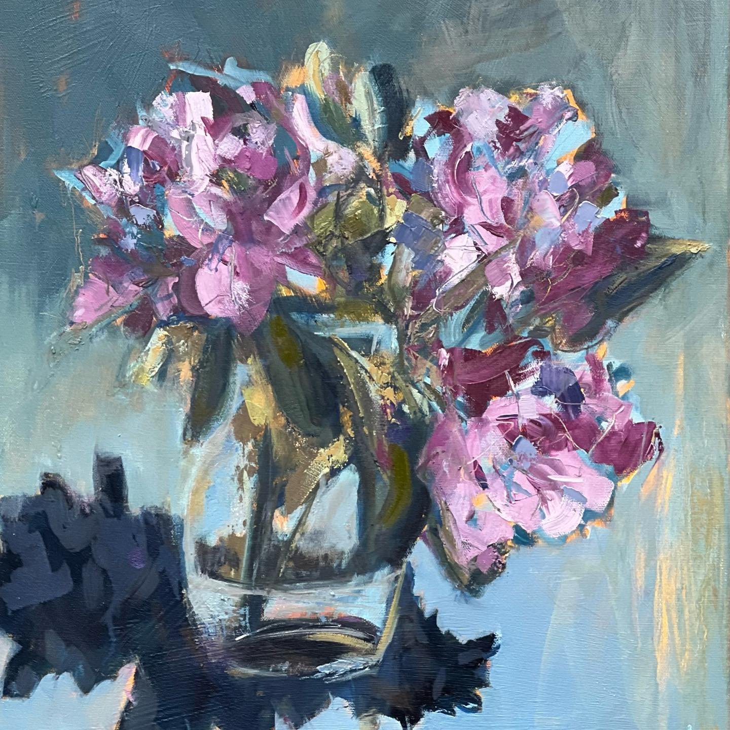 Our rhododendron bloomed this week, reminding me of this alla prima painting of it from a previous season. 💜

It&rsquo;s going to be a beautiful night for our First Friday @southendclt Gallery Crawl at @studioworksclt! Come see us 5-8pm, have a glas