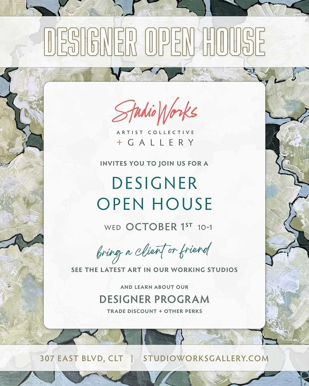 New season, new studio! 🍂🖼️
Spent the evening filling my new walls in preparation for two events at @studioworksclt this week &mdash;

Designer Open House &mdash; Wed, 10/1, 10am-1pm
South End Gallery Crawl &mdash; Fri, 10/3, 5-8pm

Come see the ne