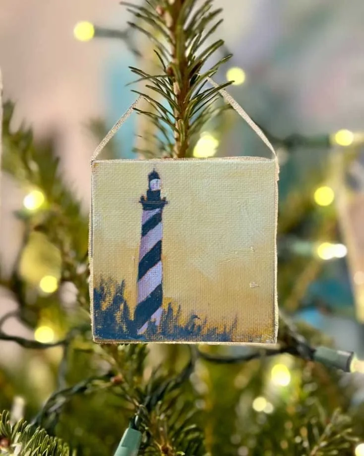 New to the Tiny Skies Ornament Collection this year &mdash; Lighthouses &mdash; inspired by a fantastic trip to the NC Outer Banks last month. We saw wild horses, ate seafood, rode ferries and climbed lighthouses, and then I came right home and start