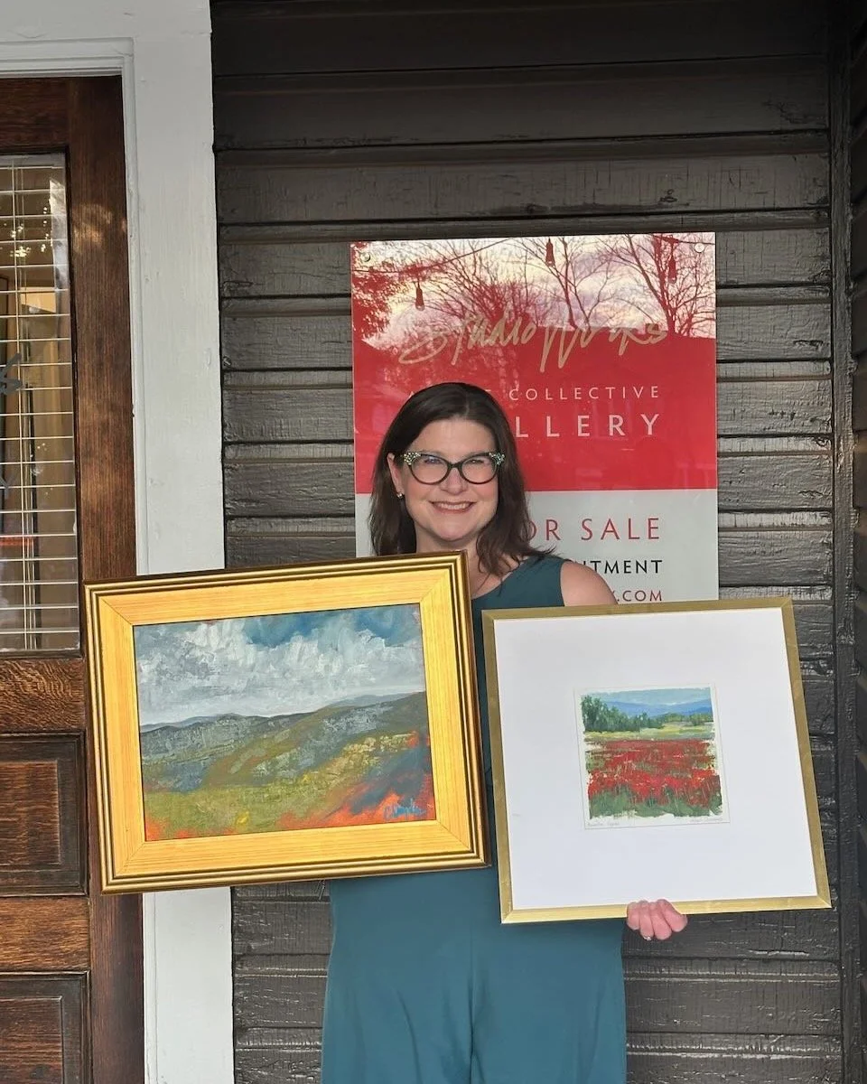 Thankful for collectors and friends, old and new, for your support!  Love that his old/new friend visited @studioworksclt last week and added small works from @allisonchambersart's and my studio to hang in with her @jennyfullerfineart purchased from 