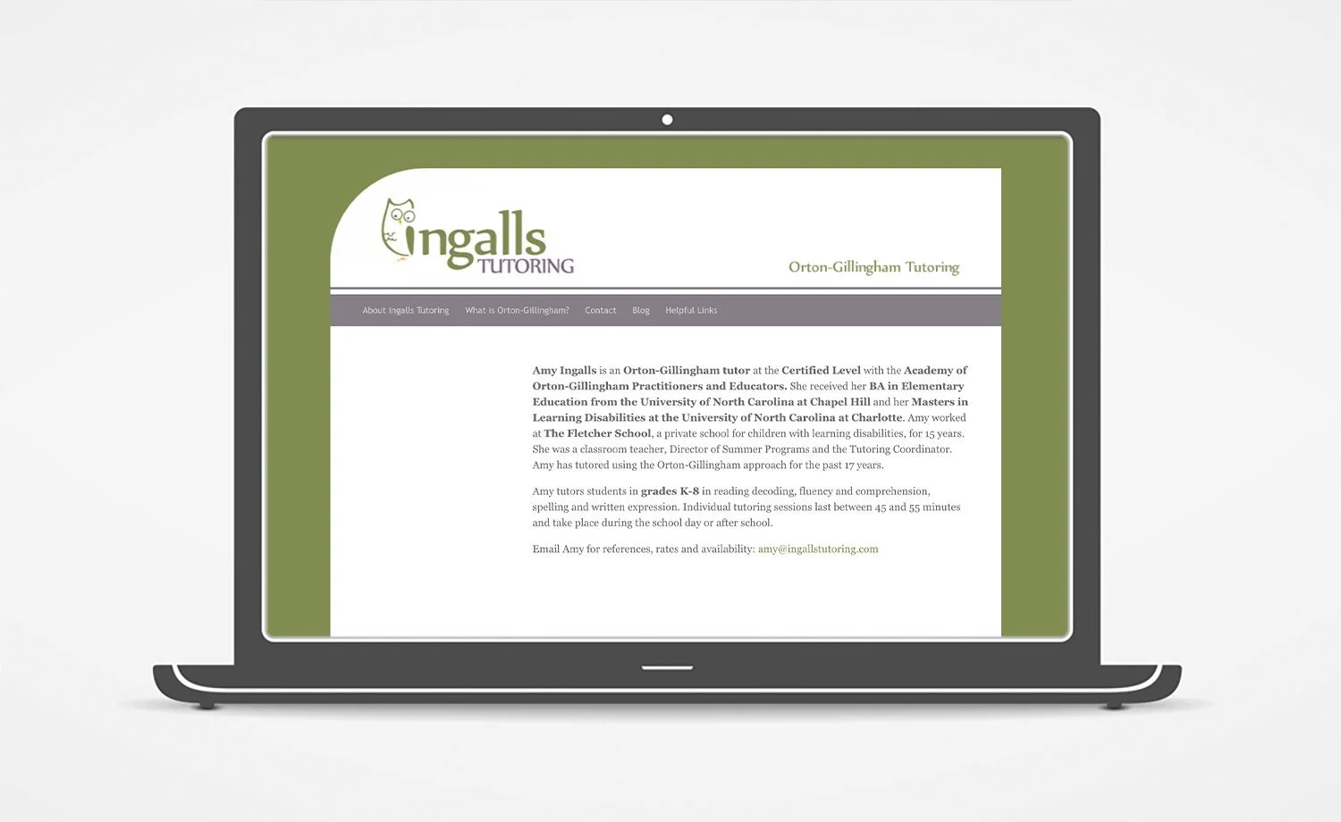 Website Template Design: Ingalls Tutoring